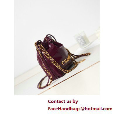 Chanel Shiny Calfskin & Gold-Tone Metal CHANEL 22 Mini Handbag AS3980 Burgundy - Click Image to Close